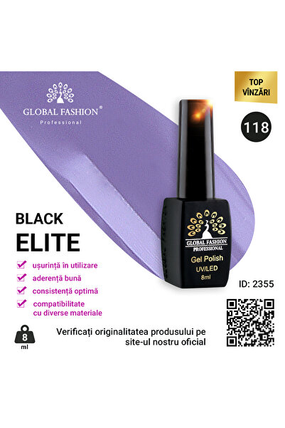 global fashion Set de 4 unități: Oja semipermanenta BLACK ELITE, 8 ml, 118