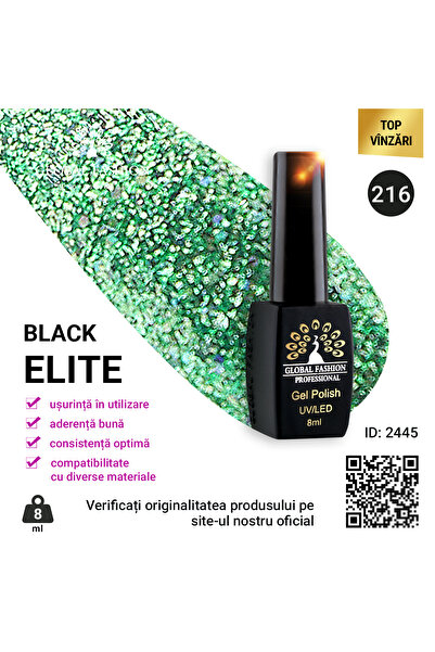 global fashion Set de 4 unități: Oja semipermanenta BLACK ELITE, 8 ml, 216