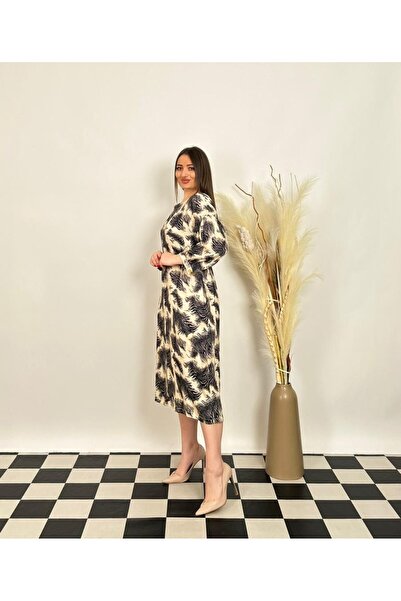 DE WHITES Plus Size Front Small Slit Belted Dress