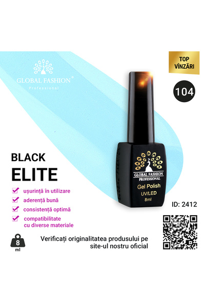 global fashion Set de 4 unități: Oja semipermanenta BLACK ELITE, 8 ml, 104