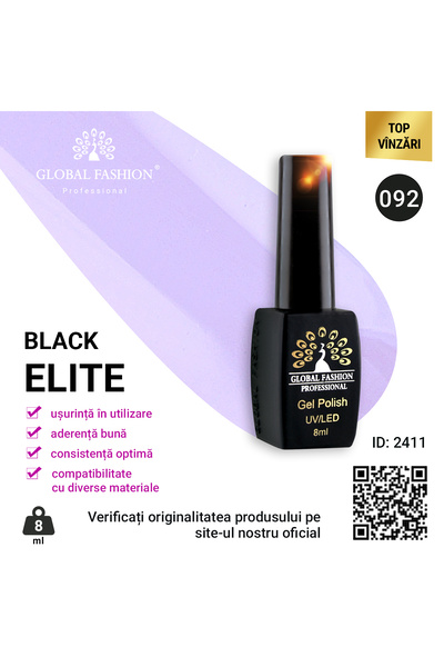 global fashion Set de 4 unități: Oja semipermanenta BLACK ELITE, 8 ml, 092