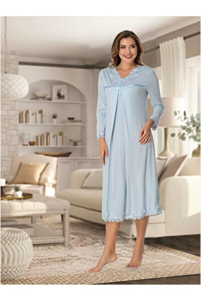 Lohusa Homewear Cămașă de noapte elegantă pentru gravide, albastră, cu design...