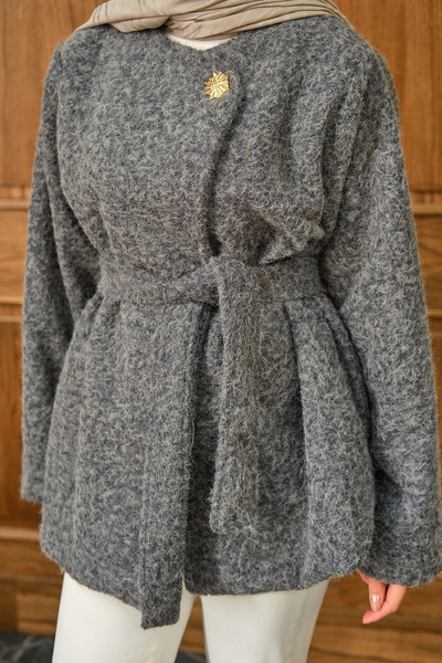 LOCCO Women's Gold Button Detail Jacket Gray