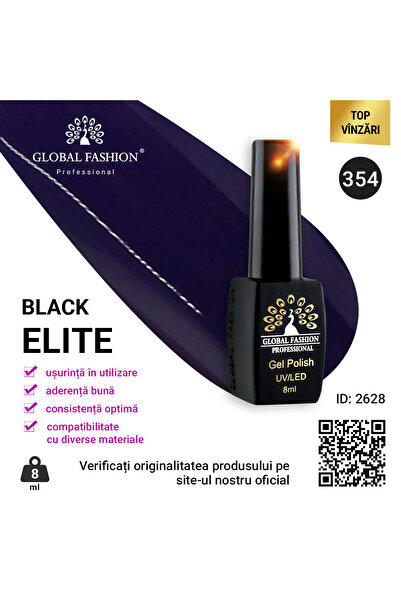 global fashion Set de 4 unități: Oja semipermanenta BLACK ELITE, 8 ml, 354