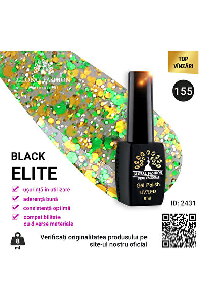 global fashion Set de 4 unități: Oja semipermanenta BLACK ELITE, 8 ml, 155