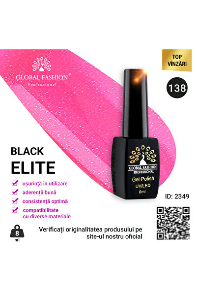 global fashion Set de 4 unități: Oja semipermanenta BLACK ELITE, 8 ml, 138