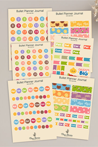 tinystoriestr Set de stickere pentru Bullet Journal - 6 coli / Agendă, Album ...