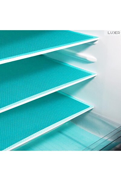 LUXER 4 Non-Slip Mats for Refrigerator Shelf/Drawer Protection, Placemats, 45x29 cm, Blue