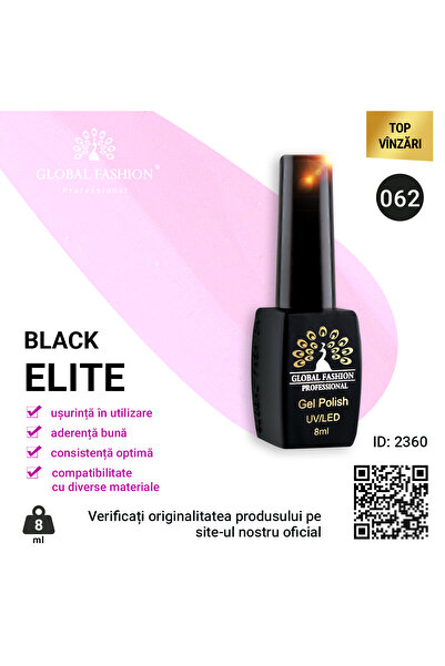 global fashion Set of 4 units: BLACK ELITE semi-permanent nail polish, 8 ml, 062
