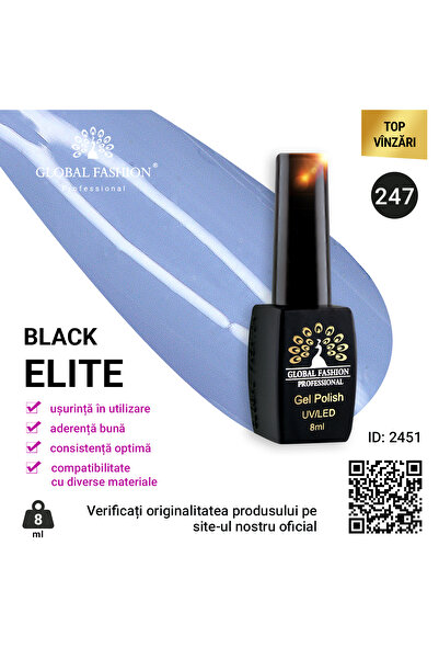 global fashion Set de 4 unități: Oja semipermanenta BLACK ELITE, 8 ml, 247