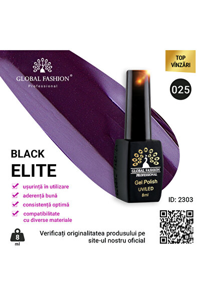 global fashion Set de 4 unități: Oja semipermanenta Black Elite, 8 ml, 025