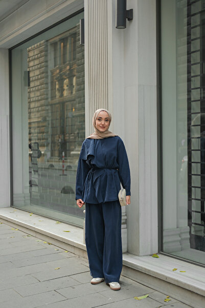 LOCCO Γυναικείο Σετ Μπλε Ναυτικό με Μπροστινό Συρόμενο Διπλό Σετ