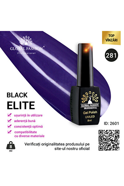 global fashion Set de 4 unități: Oja semipermanenta BLACK ELITE, 8 ml, 281
