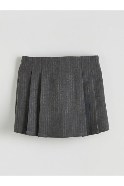 LC Waikiki Lcw Kids Gray Elastic Waist Pleated Girls' Shorts Skirt