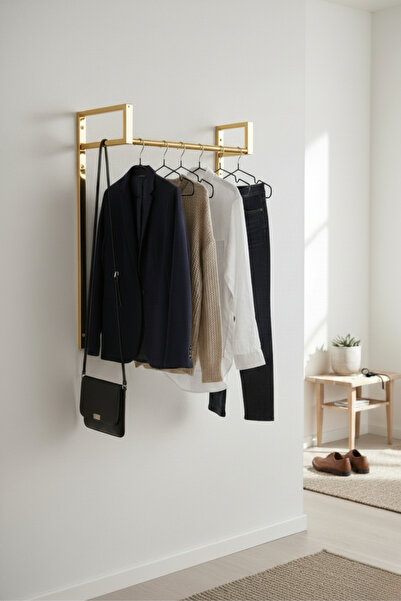 Grandmix Duvara Monte Metal Portmanto Elbise Askılığı Antre Giyinme Odası Ask...