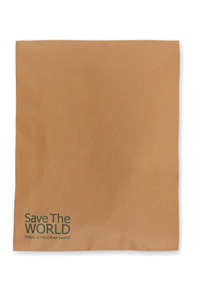 House Of Pack Kraft Kargo Paketi-35x45 Cm 8 Cm Yankörük ' Save The World ' Ba...