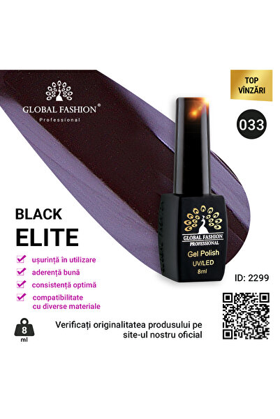 global fashion Set de 4 unități: Oja semipermanenta Black Elite, 8 ml, 033