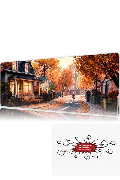urzuva Golden Hour Street 90x40 4MM Kalınlık Premium Gaming oyuncu mousepad, ...