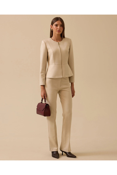 SEÇİL Fermuarlı Sıfır Yaka Kısa Ceket