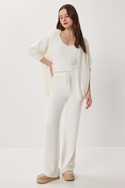 Lovelyİstanbul Soft Textured 3-Piece Bottom-Top Set Lkb0017 Ekru