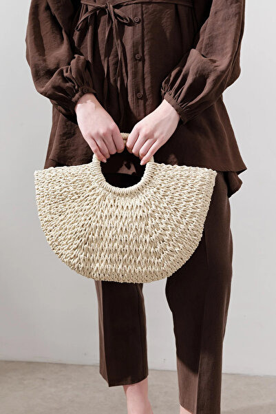 Manuka Medium Wicker Handbag Beige