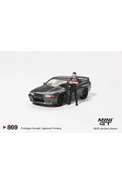 mini gt 1/64 Nissan Skyline Gt-R (R32) Gunmetal W/ Matsuda Figure Tsugio Matsuda Collection