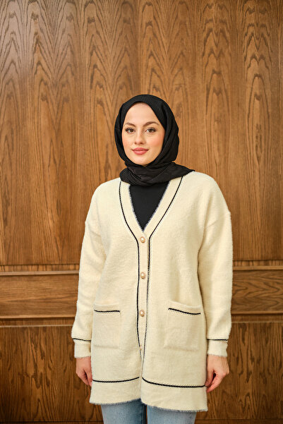 LOCCO Women's Sim Detail Cardigan Beige