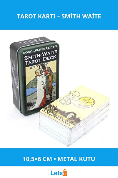 Letsii بطاقة تاروت سميث وايت في صندوق معدني مقاس 10.5 × 6 سم