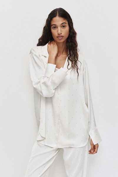 H&M Embellished satin pyjama shirt