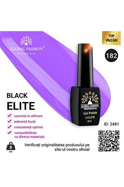 global fashion Set de 4 unități: Oja semipermanenta BLACK ELITE, 8 ml, 182