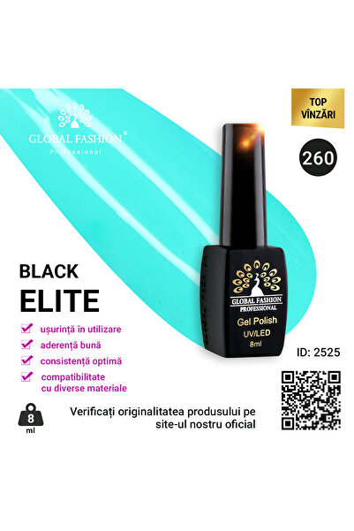 global fashion Set de 4 unități: Oja semipermanenta BLACK ELITE, 8 ml, 260