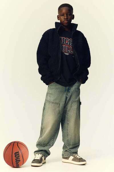 H&M Appliquéd teddy jacket