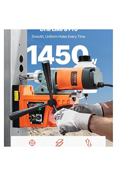 VEVOR Magnetic Base Drill with Adjustable Speed and Reversible Rotation 1450W 40 mm