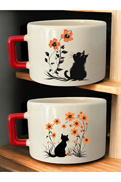 lili hediyelik Cat-Themed Set of 2 Mugs - Image Printing on Mugs, Mugs, Writing on Mugs