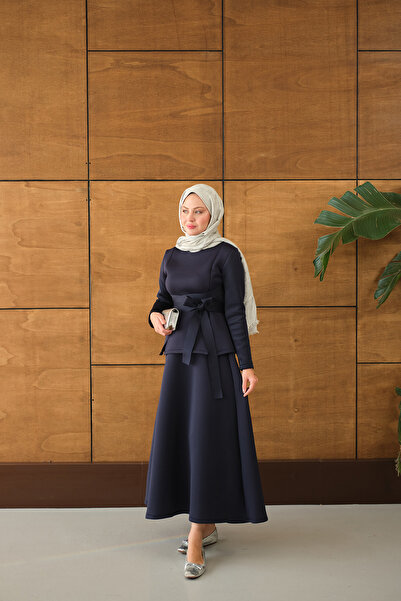 LOCCO Γυναικείο Σετ Φούστα με Κορδόνι στη μέση Ναυτικό Μπλε