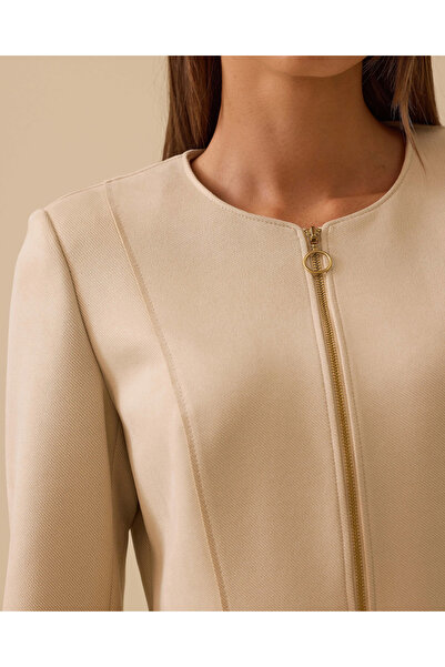 SEÇİL Fermuarlı Sıfır Yaka Kısa Ceket