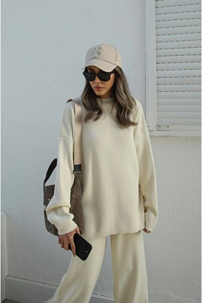 solena sln Women's Crew Neck Sweater Pants Knitwear Set