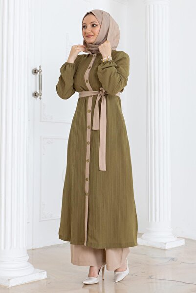 Modamihram Σετ με κουκούλα με κουμπιά χακί MSW19238-2