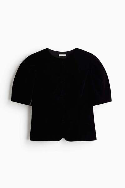 H&M Velour peplum blouse