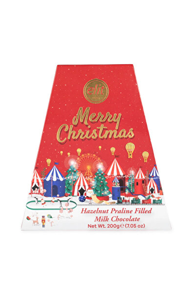 Elit Çikolata Merry Christmas Pralin Dolgulu Sütlü Çikolata Karton Kutu 200g Glutensiz