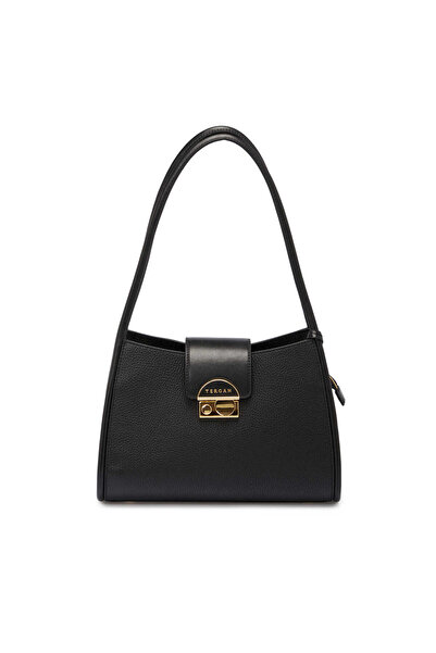 Tergan Siyah Hakiki Deri Kadın Çapraz Askılı Çanta - S25K1BC80490-P2T