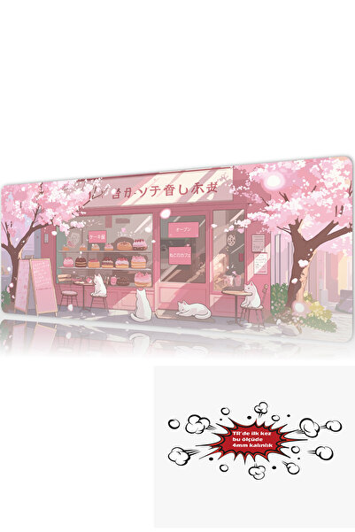 urzuva Sakura Cafe 90x40 4MM Kalınlık (TR'de ilk) Premium Gaming oyuncu mouse...