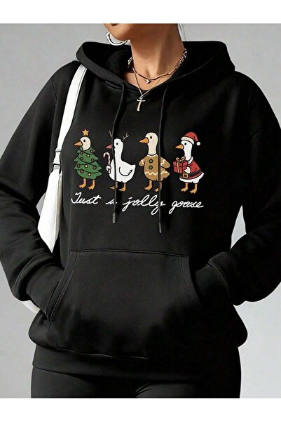 ship master Oversized 3-Thread Hooded – Christmas Kazı Printed