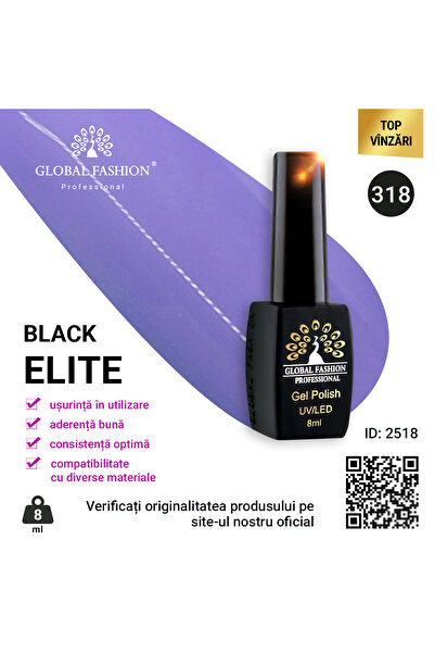 global fashion Set de 4 unități: Oja semipermanenta Black Elite, 8 ml, 318