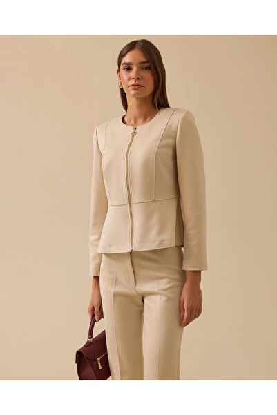 SEÇİL Fermuarlı Sıfır Yaka Kısa Ceket