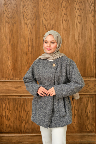 LOCCO Women's Gold Button Detail Jacket Gray