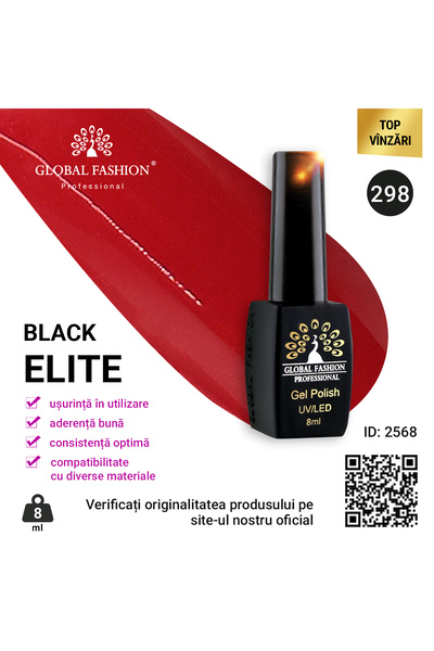 global fashion Set de 4 unități: Oja semipermanenta BLACK ELITE, 8 ml, 298
