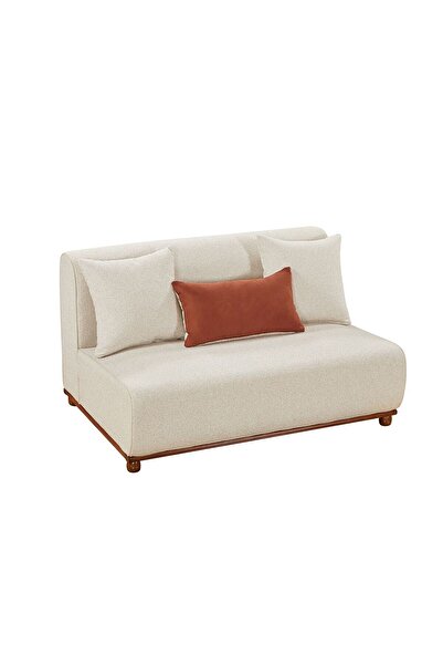 Danube Home Kumo Sectional Corner Sofa - Beige/Cherry Fabric, Solid Wood, 2-Year Warranty, 427x263x73cm