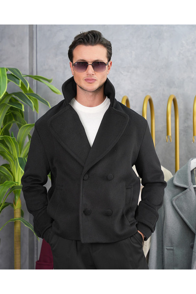 MODEFENDİ Erkek Siyah Yumuşak Dokulu Krep Model Yan Ceplı Düğmeli Kaşmir Ceke...