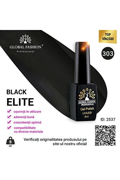 global fashion Set de 4 unități: Oja semipermanenta BLACK ELITE, 8 ml, 303